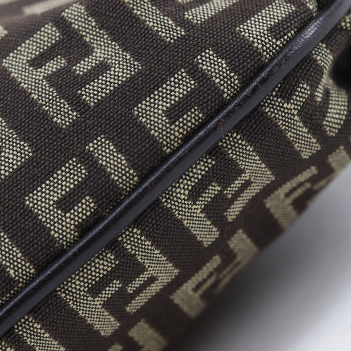 Fendi Brown Zucchino Canvas Shoulder Bag (Pre-Owned)