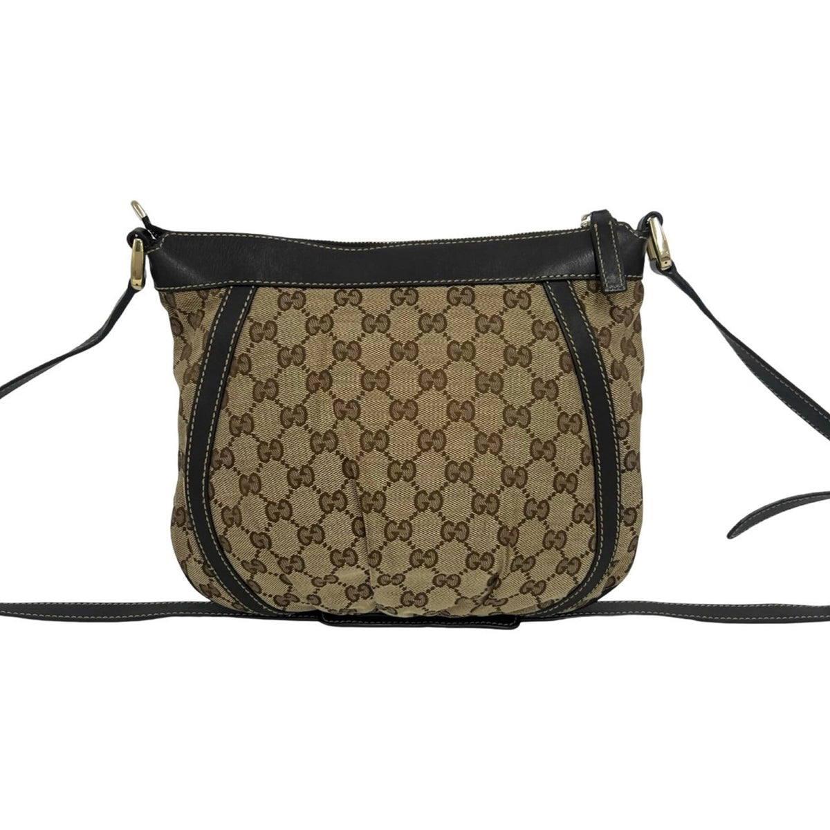 Gucci Brown Canvas Leather Crossbody Bag Pochette Shoulder Bag (Pre-Owned)