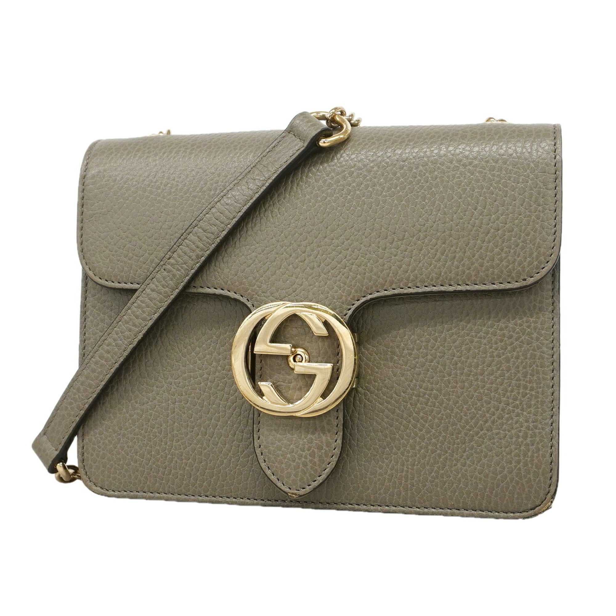 Gucci Gray Leather Shoulder Bag (Pre-Owned)