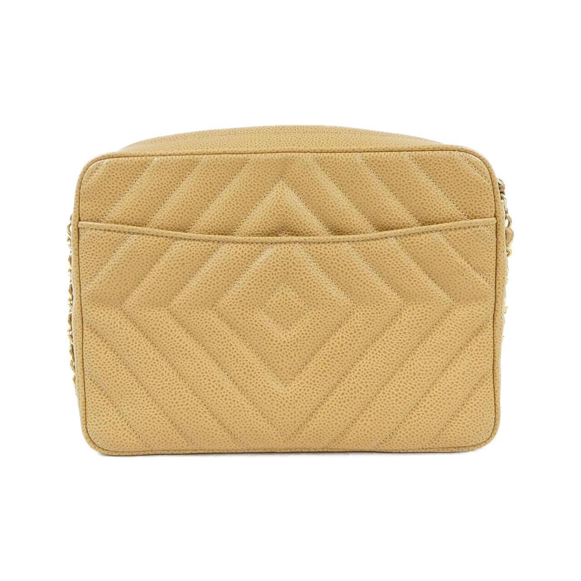 Chanel Beige Grained Calfskin Shoulder Bag (Pre-Owned)