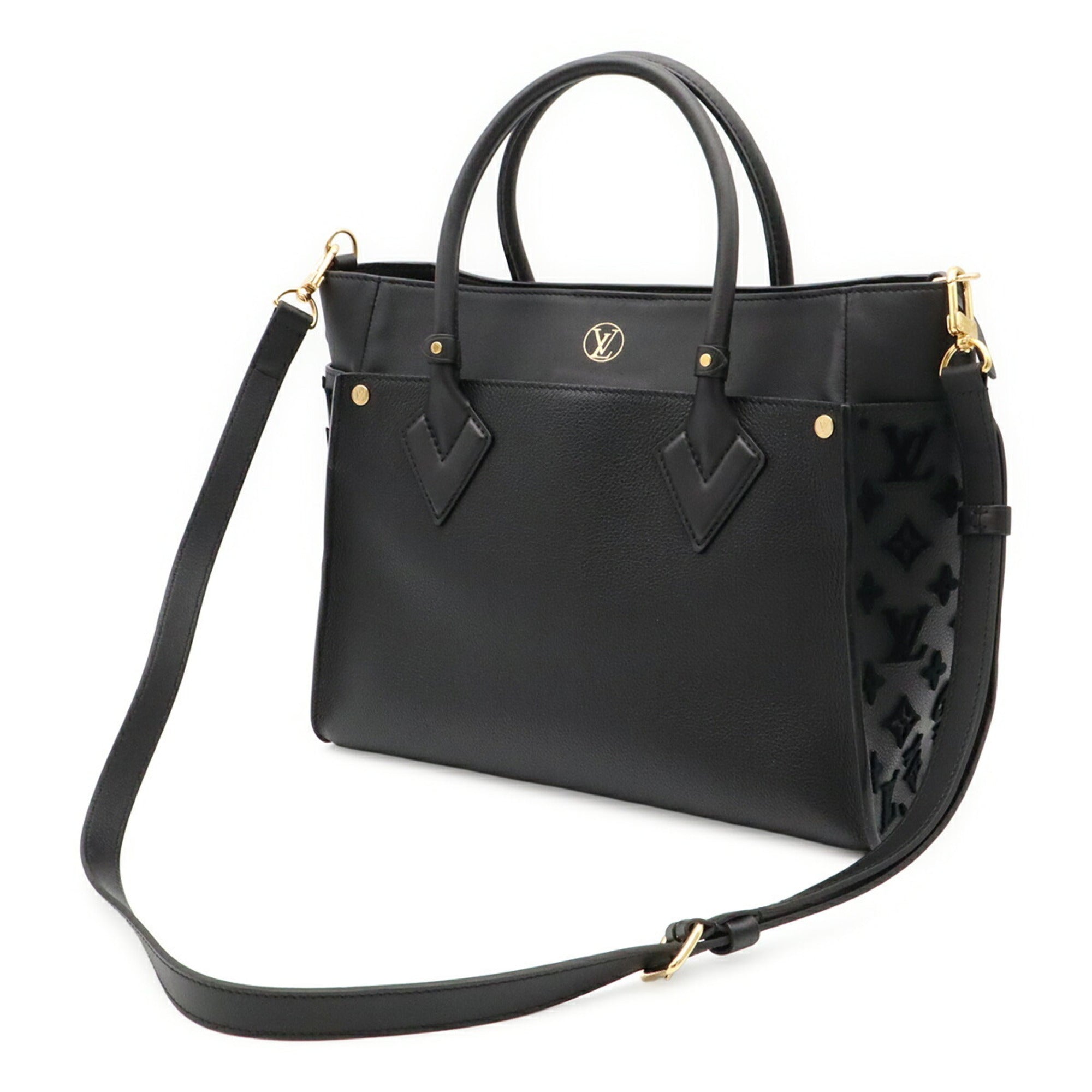 Louis Vuitton Noir Leather Handbag Shoulder Bag (Pre-Owned)