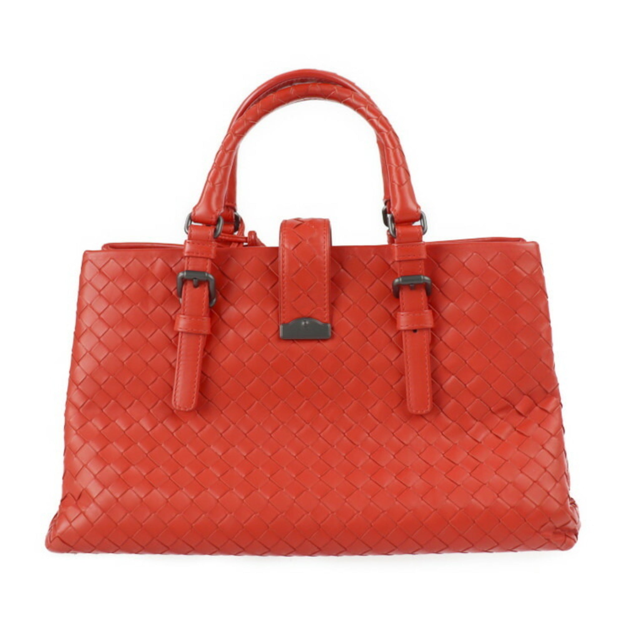 Bottega Veneta Intrecciato Red Color Intrecciato Handbag Shoulder Bag Tote Bag (Pre-Owned)
