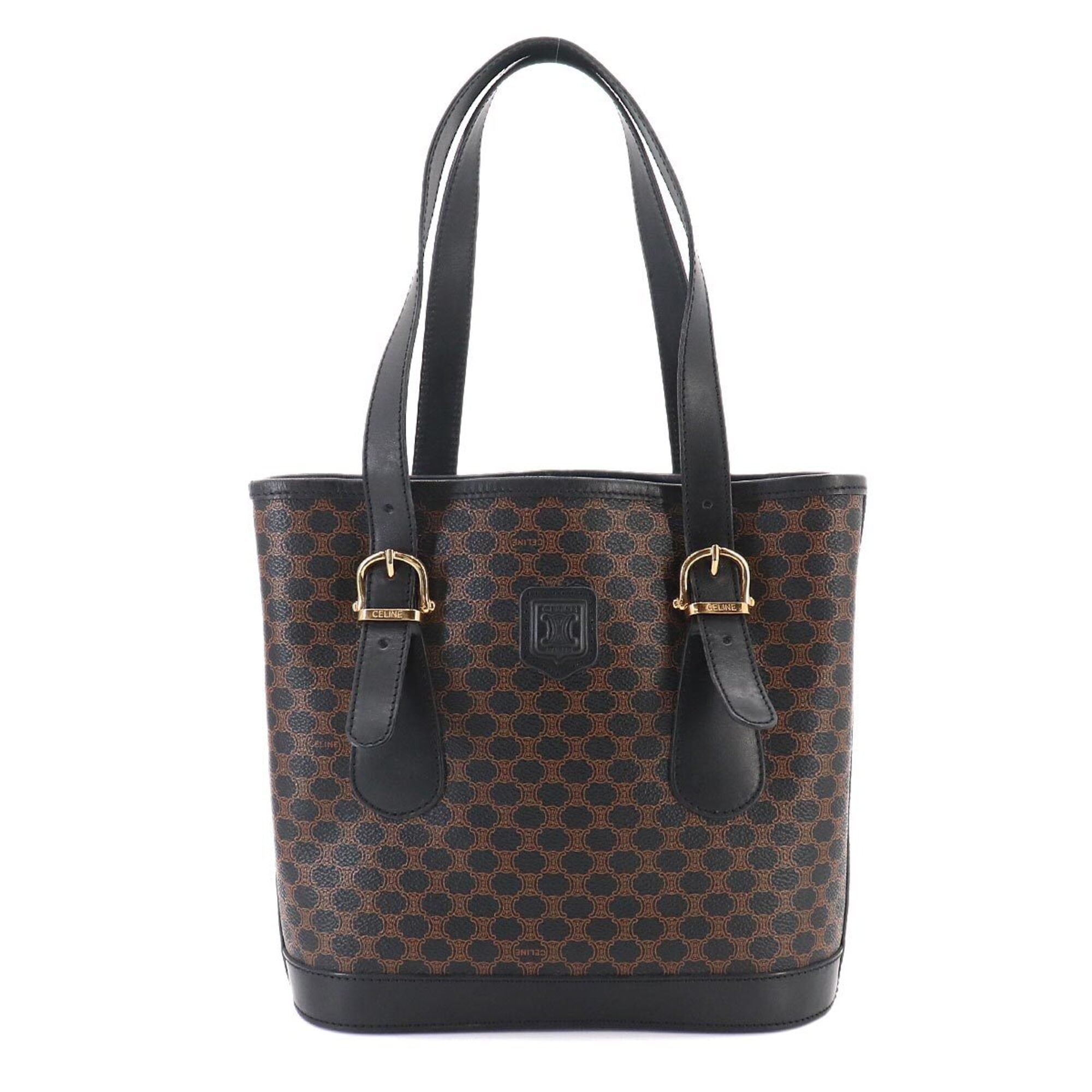 Celine Black Brown Faux Leather Handbag Tote Bag (Pre-Owned)