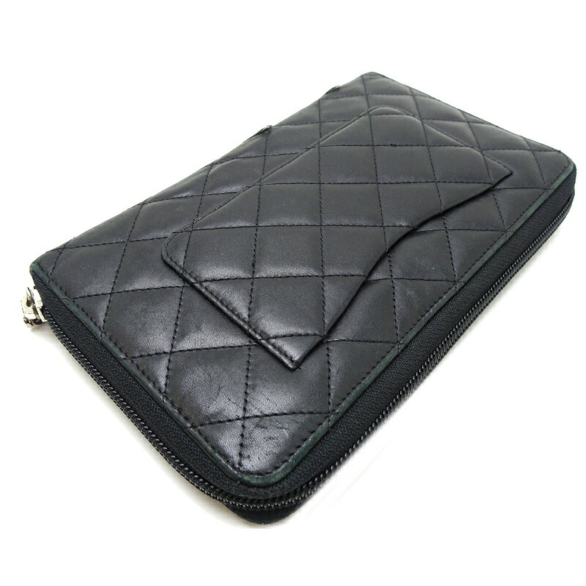 Chanel Black Leather Long Wallet (Bi-Fold) (Pre-Owned)