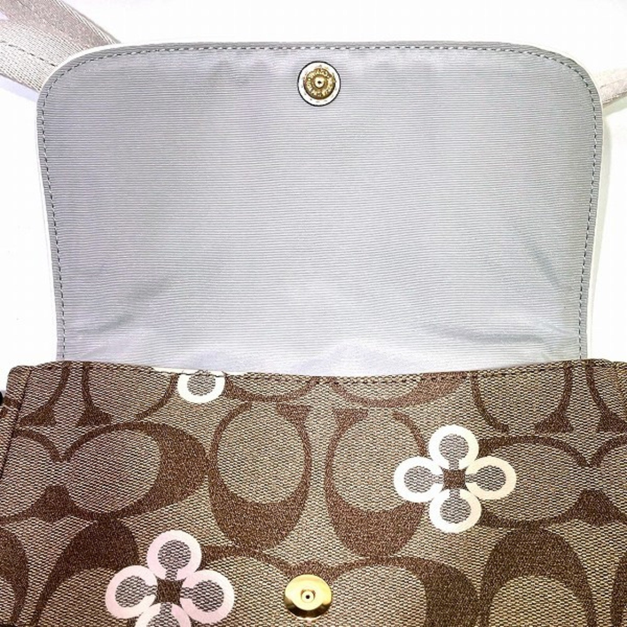 Coach Multi-Color White Pvc Coated Canvas Leather Shoulder Bag (Pre-Owned)