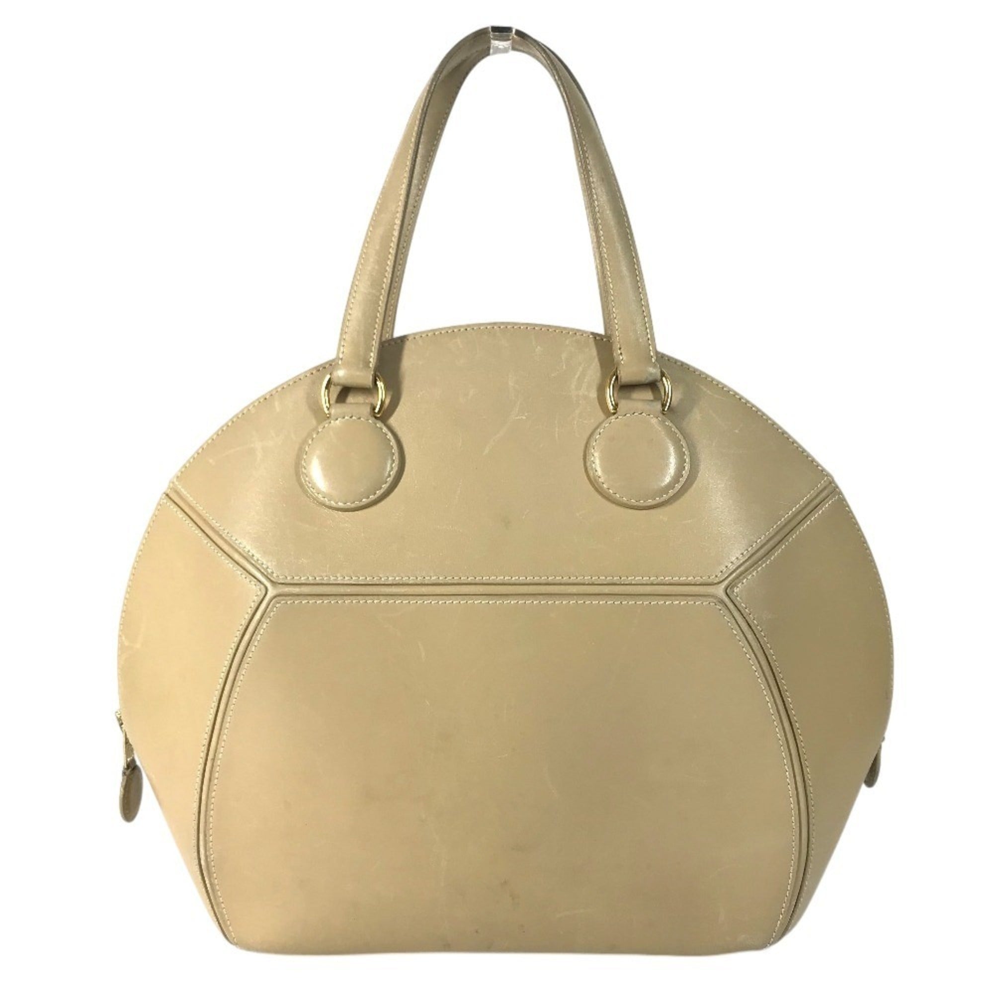 Hermes Beige Leather Handbag Tote Bag (Pre-Owned)