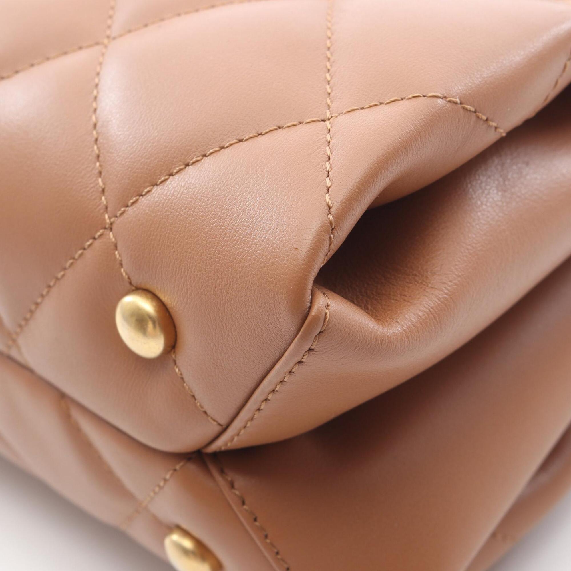 Chanel Brown Leather Handbag Shoulder Bag (Pre-Owned)