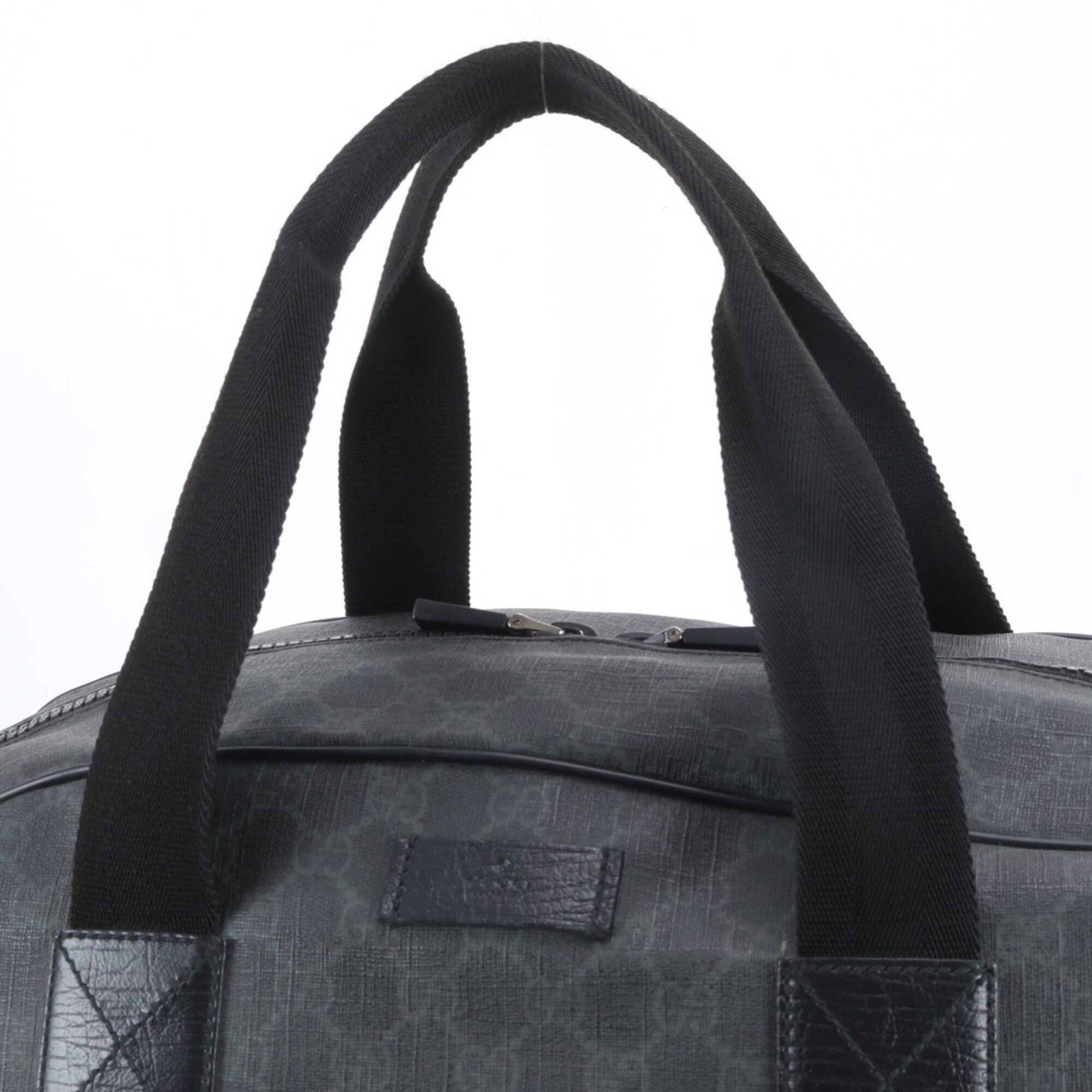 Gucci Black Coated Canvas Leather Handbag Tote Bag (Pre-Owned)