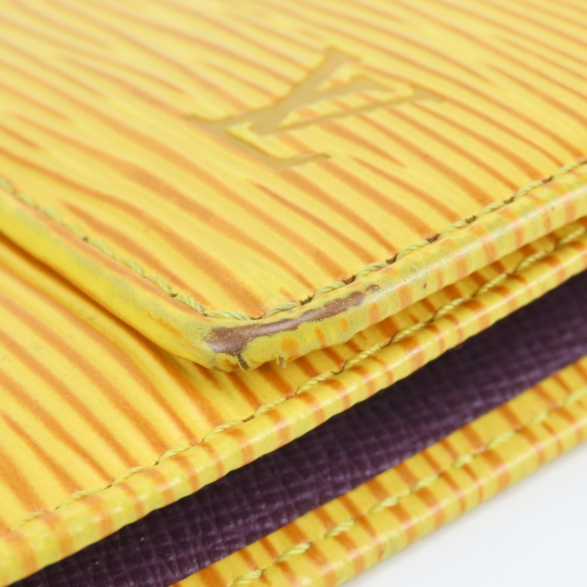 Louis Vuitton Purple Yellow Epi Leather Wallet (Tri-Fold) (Pre-Owned)