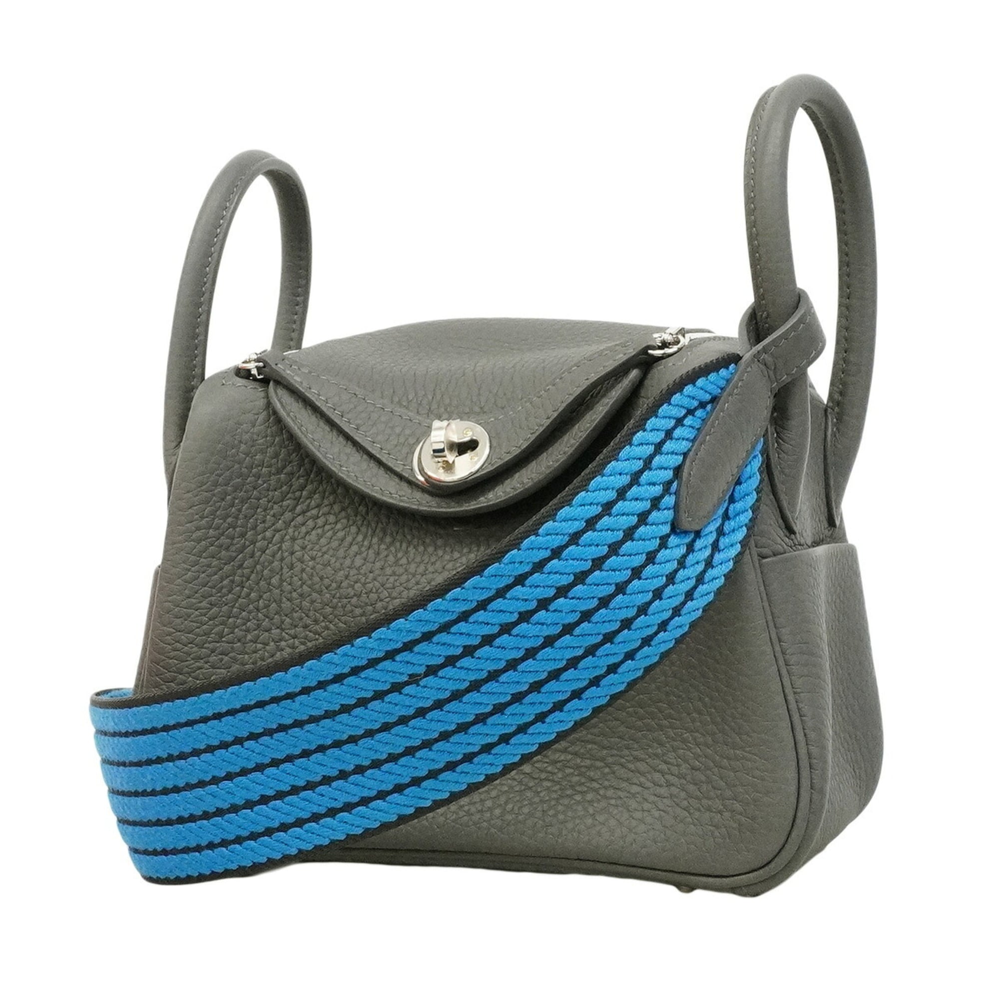 Hermes Ardoise Taurillon Clemence Leather Handbag (Pre-Owned)