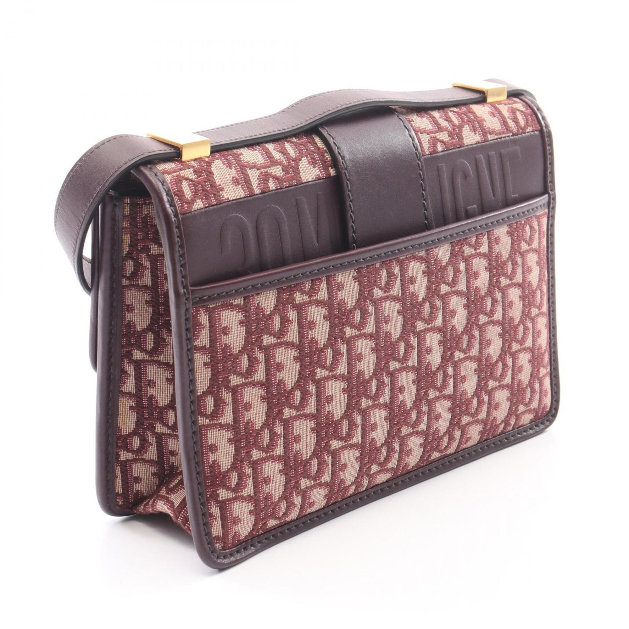 Christian Dior Bordeaux Canvas Leather Handbag Shoulder Bag (Pre-Owned)