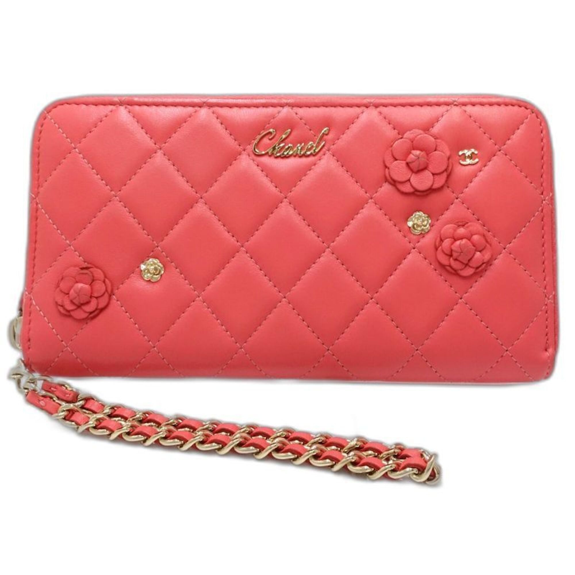 Chanel Pink Leather Long Wallet (Bi-Fold) (Pre-Owned)