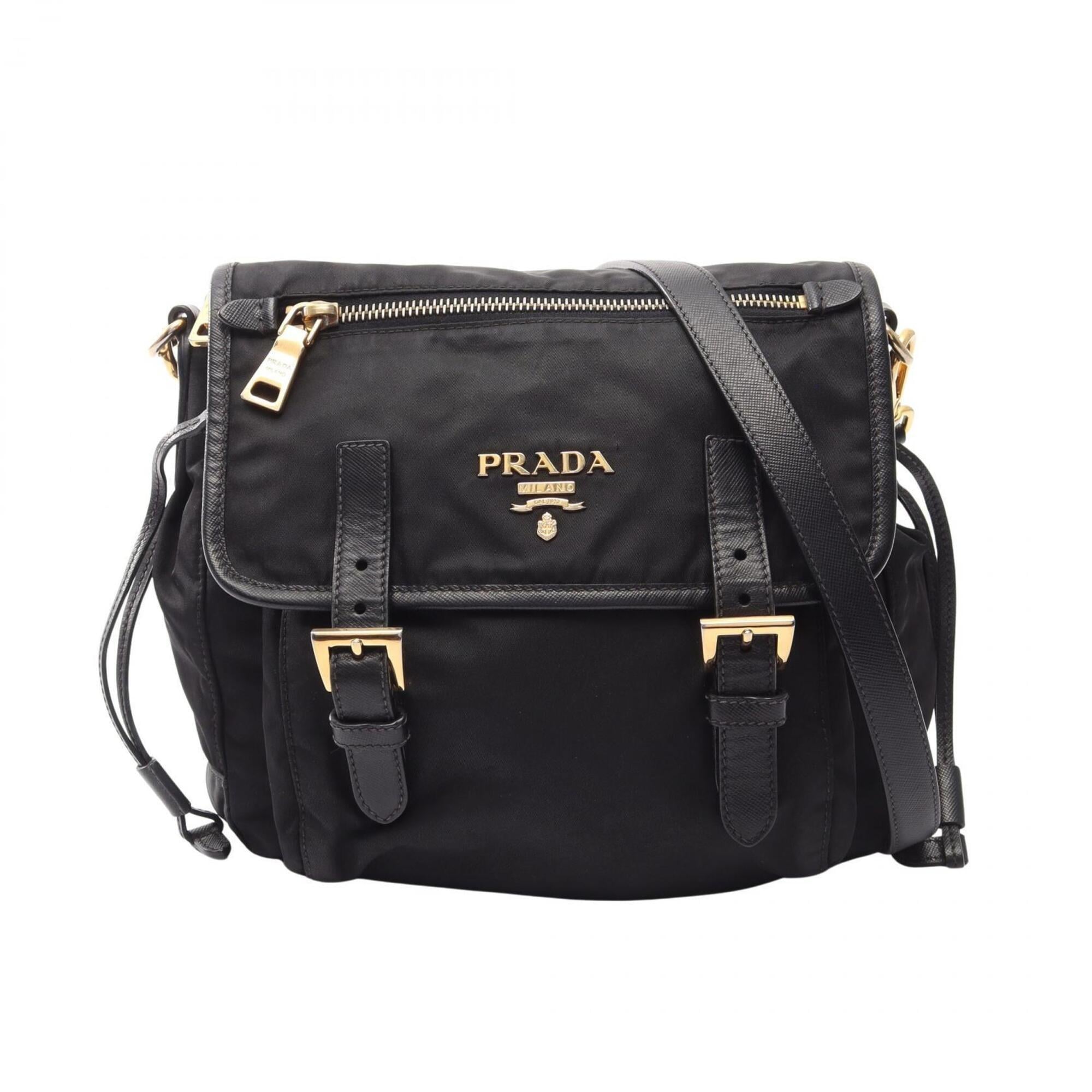 Prada Black Nylon Saffiano Shoulder Bag (Pre-Owned)