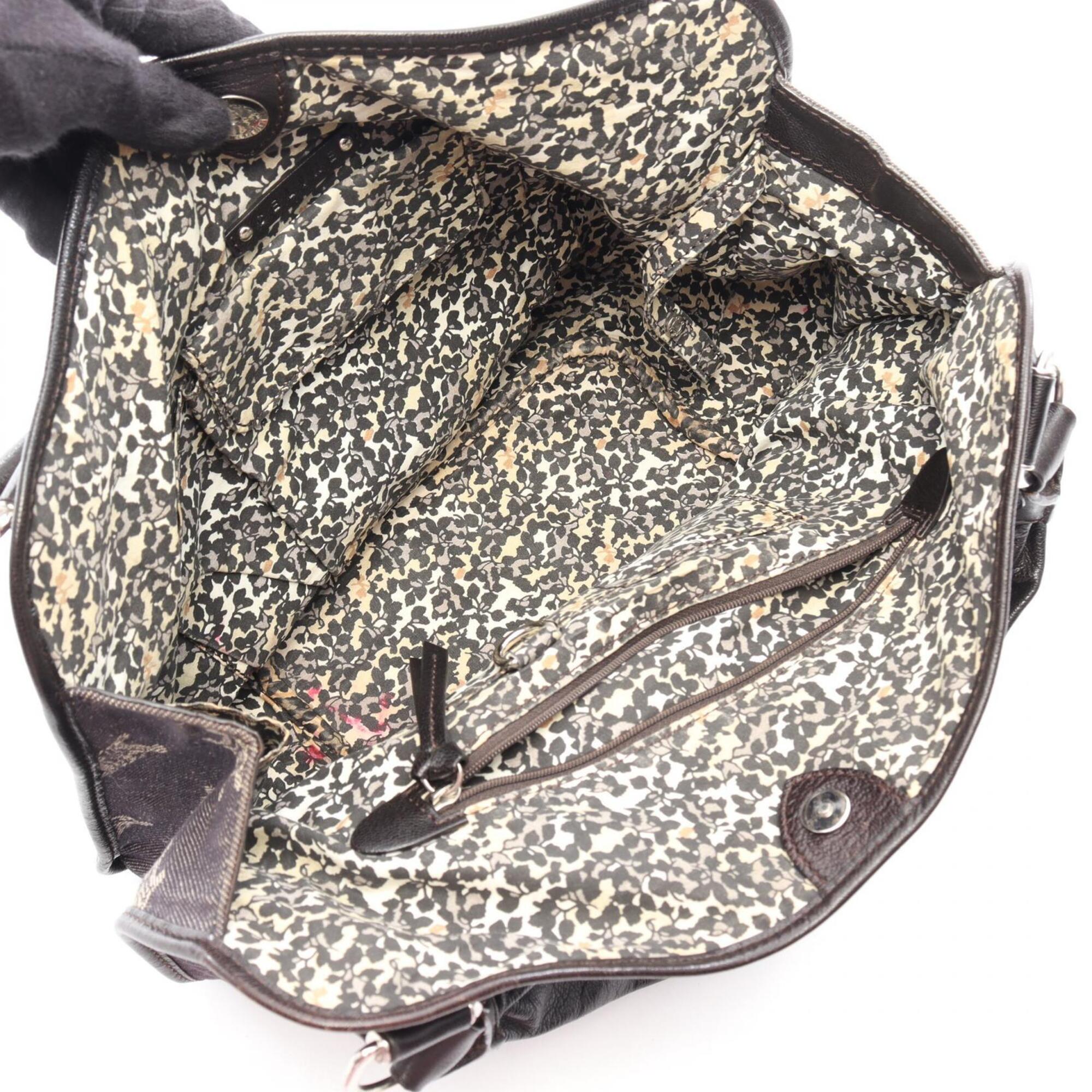 Celine Brown Navy Denim Leather Handbag (Pre-Owned)