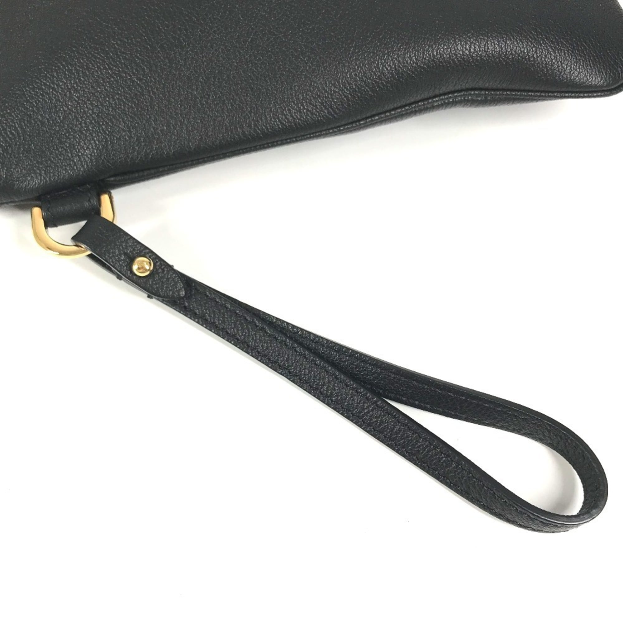 Versace Black Leather Clutch Bag Handbag (Pre-Owned)