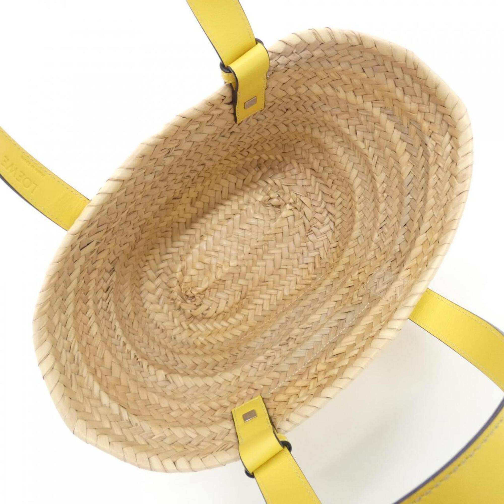 Loewe Beige Yellow Raffia Leather Handbag (Pre-Owned)