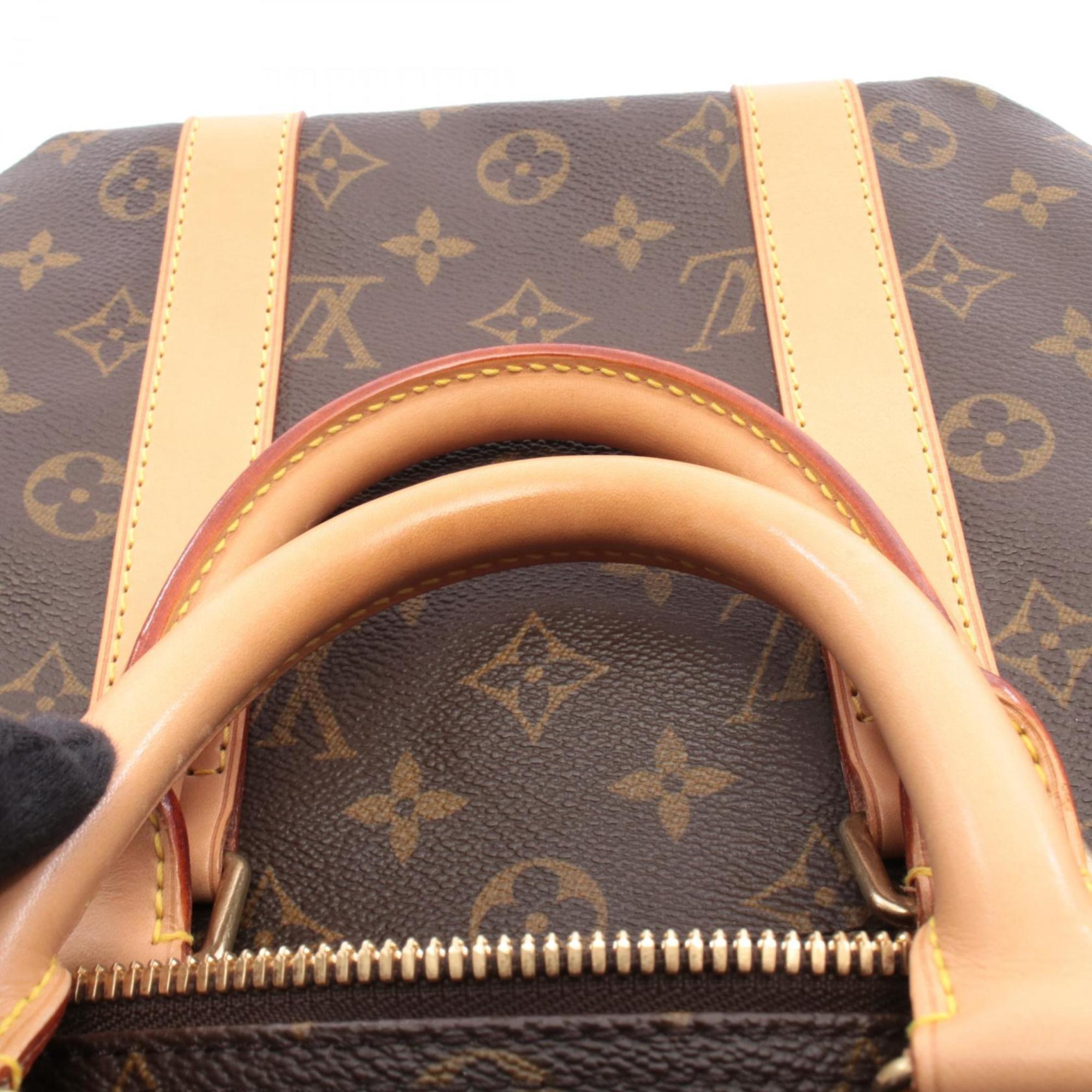 Louis Vuitton Brown Coated Canvas Leather Boston Bag Handbag (Pre-Owned)