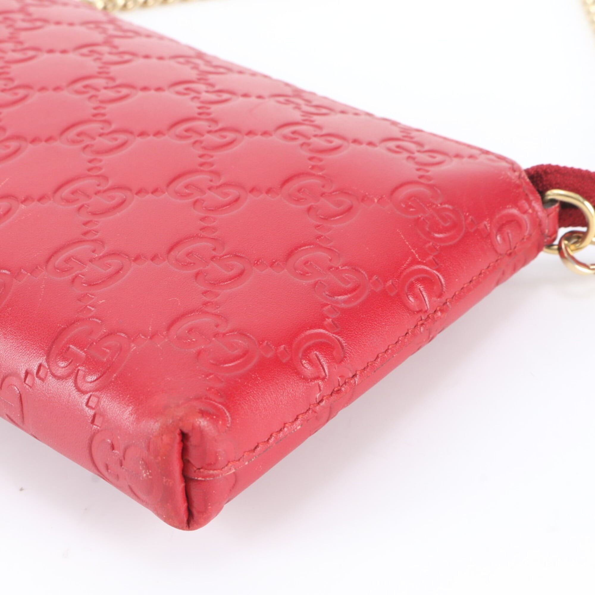 Gucci Red Color Leather Handbag Shoulder Bag (Pre-Owned)