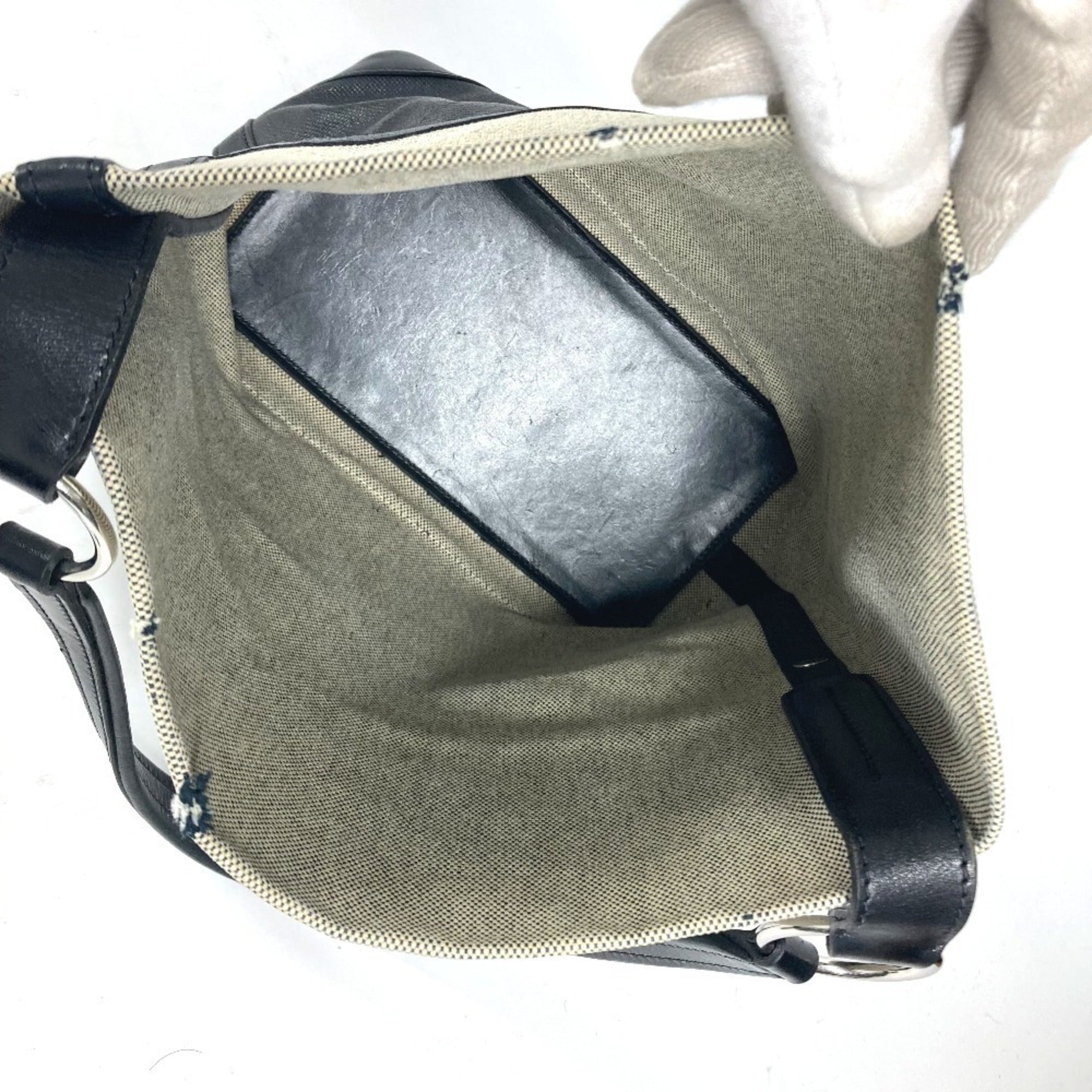 Hermes Black Gray Toile H Coated Canvas Shoulder Bag Tote Bag (Pre-Owned)