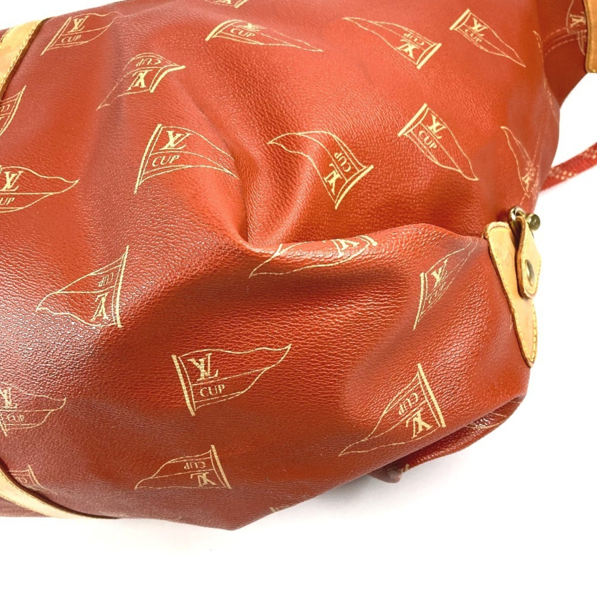Louis Vuitton Galle Red Color Leather Canvas Boston Bag Handbag Shoulder Bag (Pre-Owned)