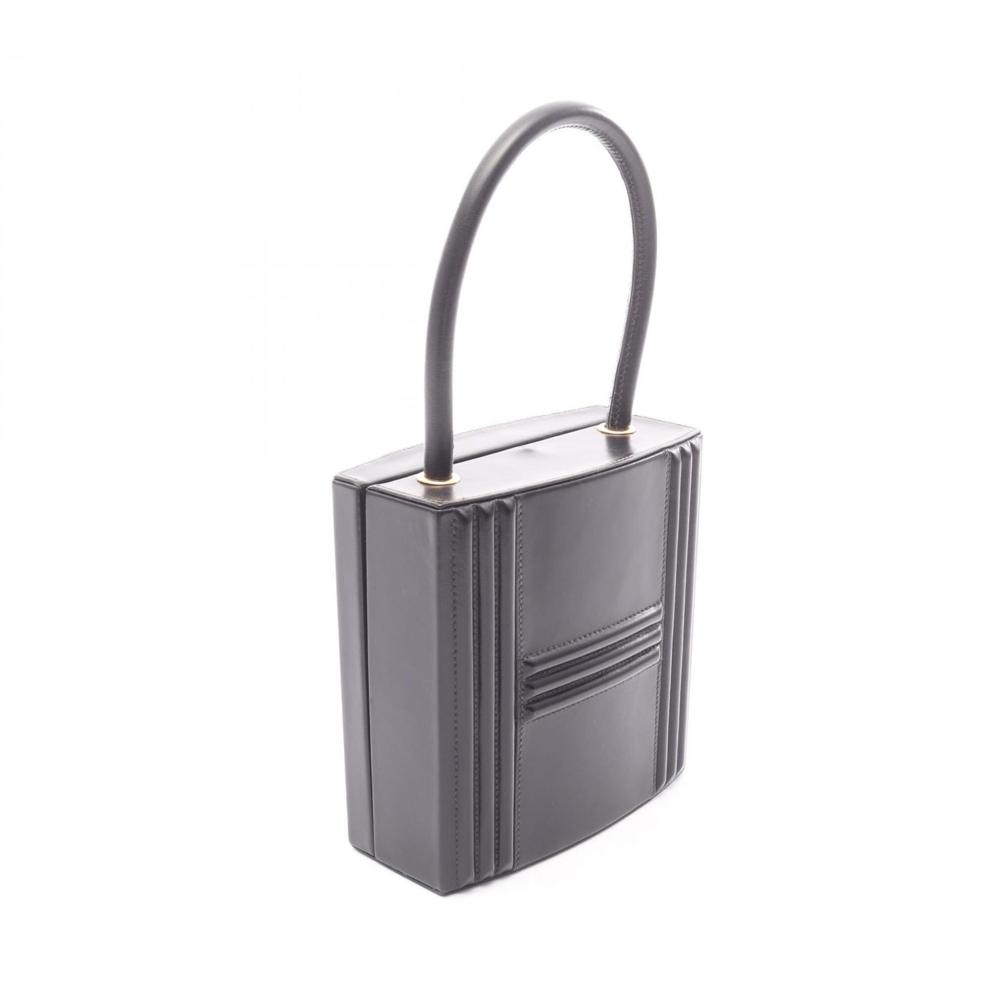 Hermes Black Box Calf Leather Leather Handbag (Pre-Owned)