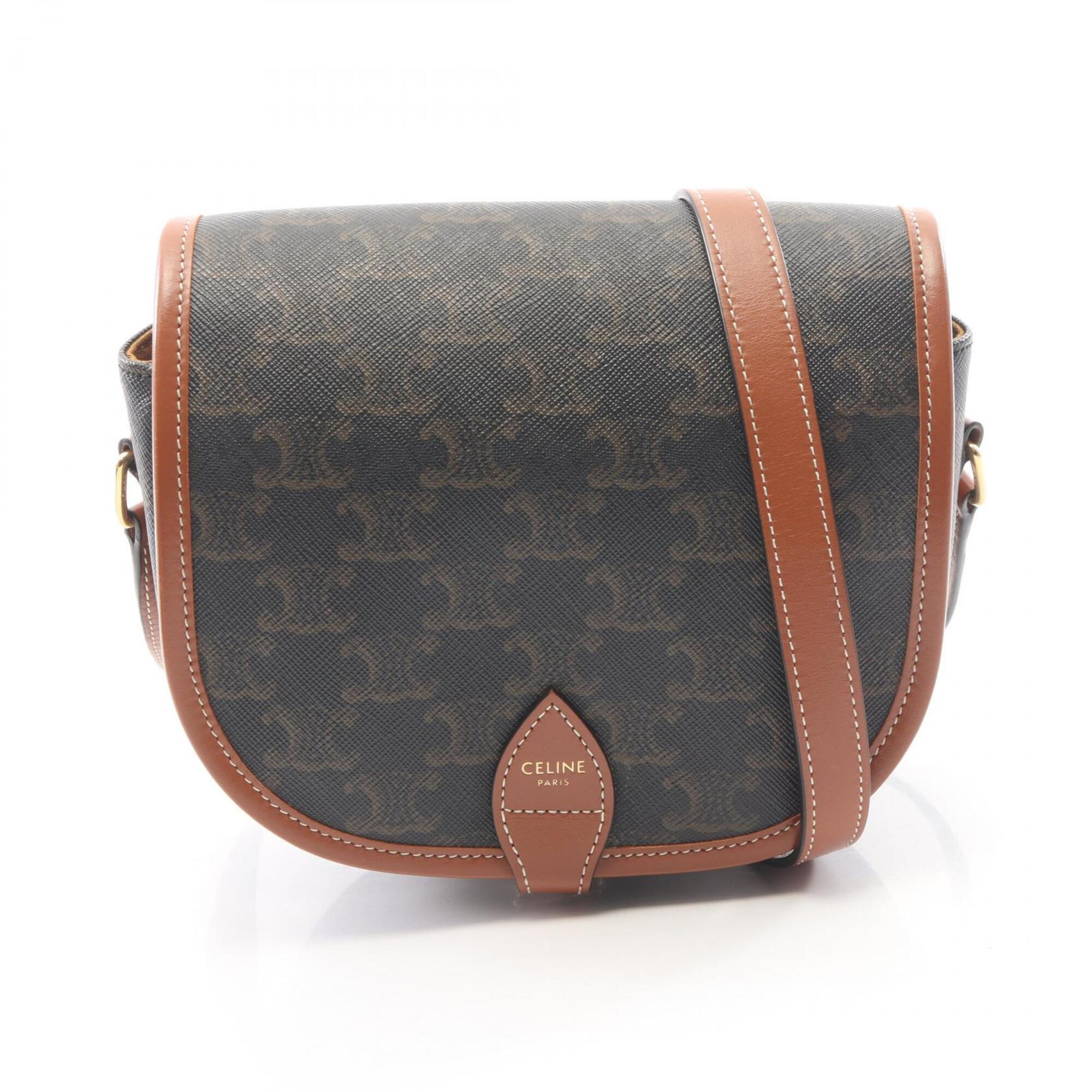 Celine Black Brown Coated Canvas Leather Handbag Shoulder Bag (Pre-Owned)