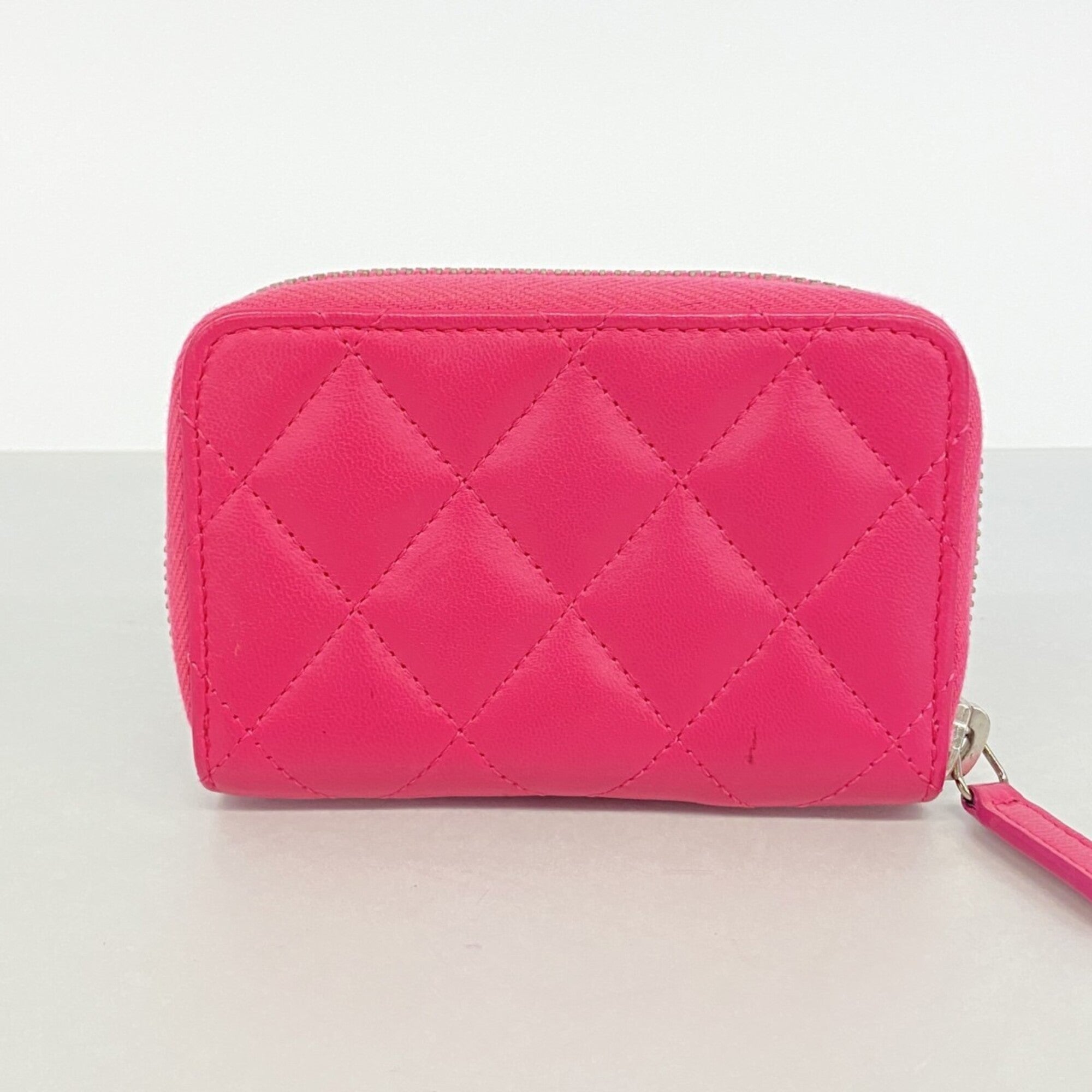 Chanel Pink Leather Coin Purse/Coin Case (Pre-Owned)