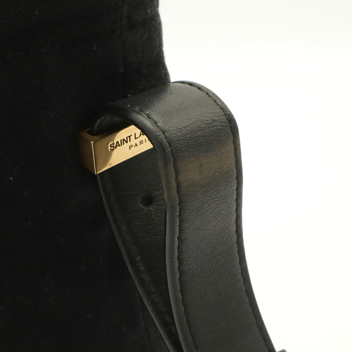 Yves Saint Laurent Black Felt Leather Shoulder Bag (Pre-Owned)