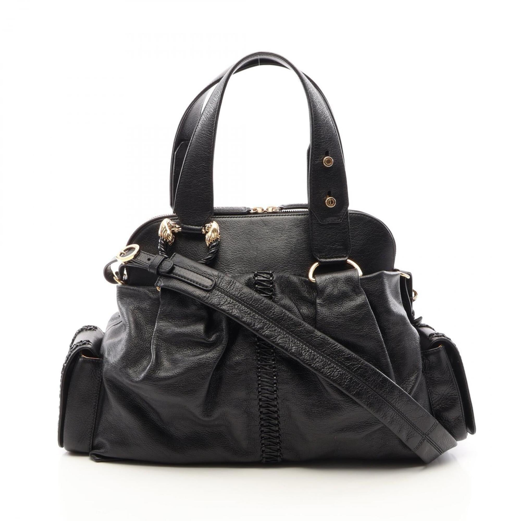 Bvlgari Leoni Black Leather Handbag (Pre-Owned)