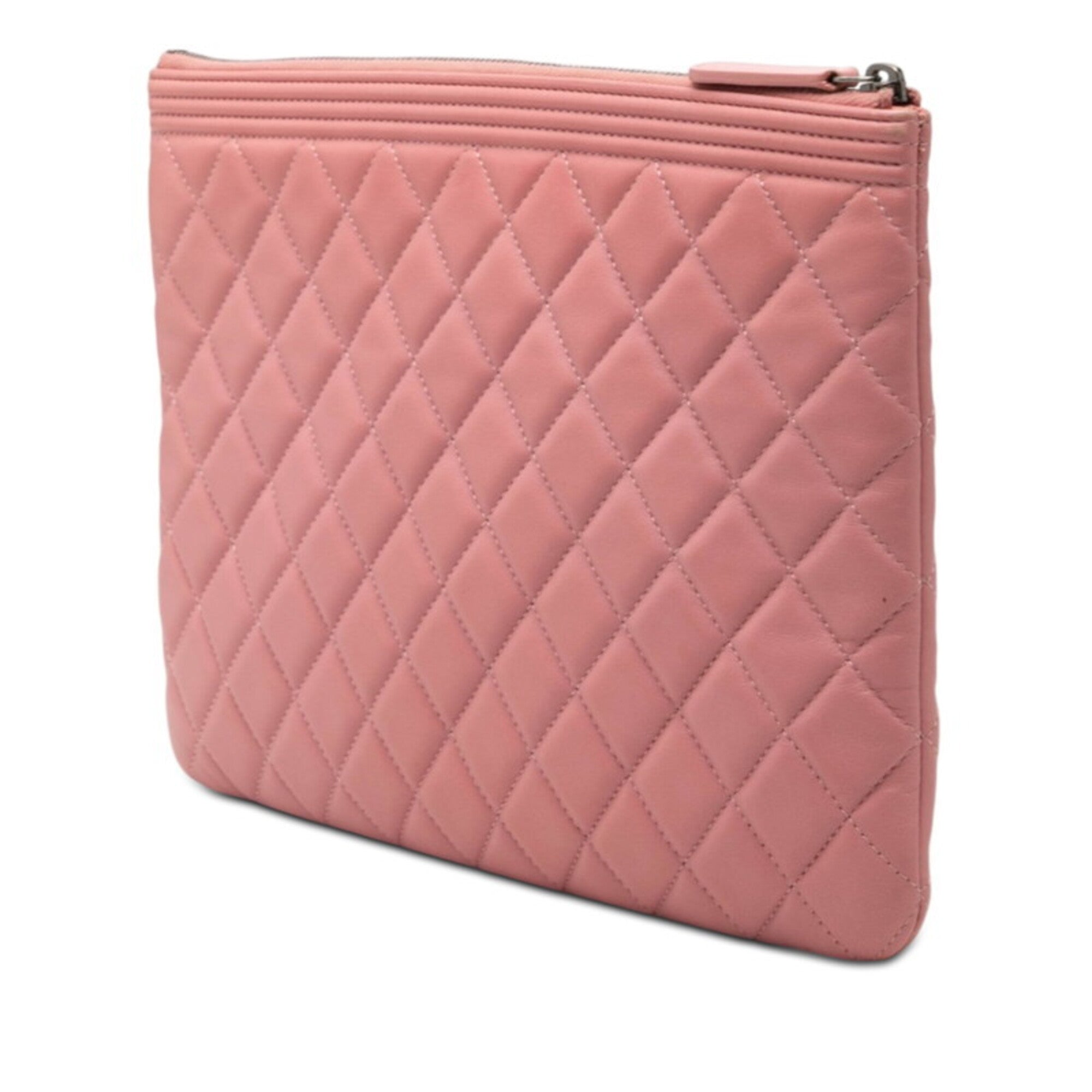 Chanel Boy Chanel Pink Leather Clutch Bag (Pre-Owned)
