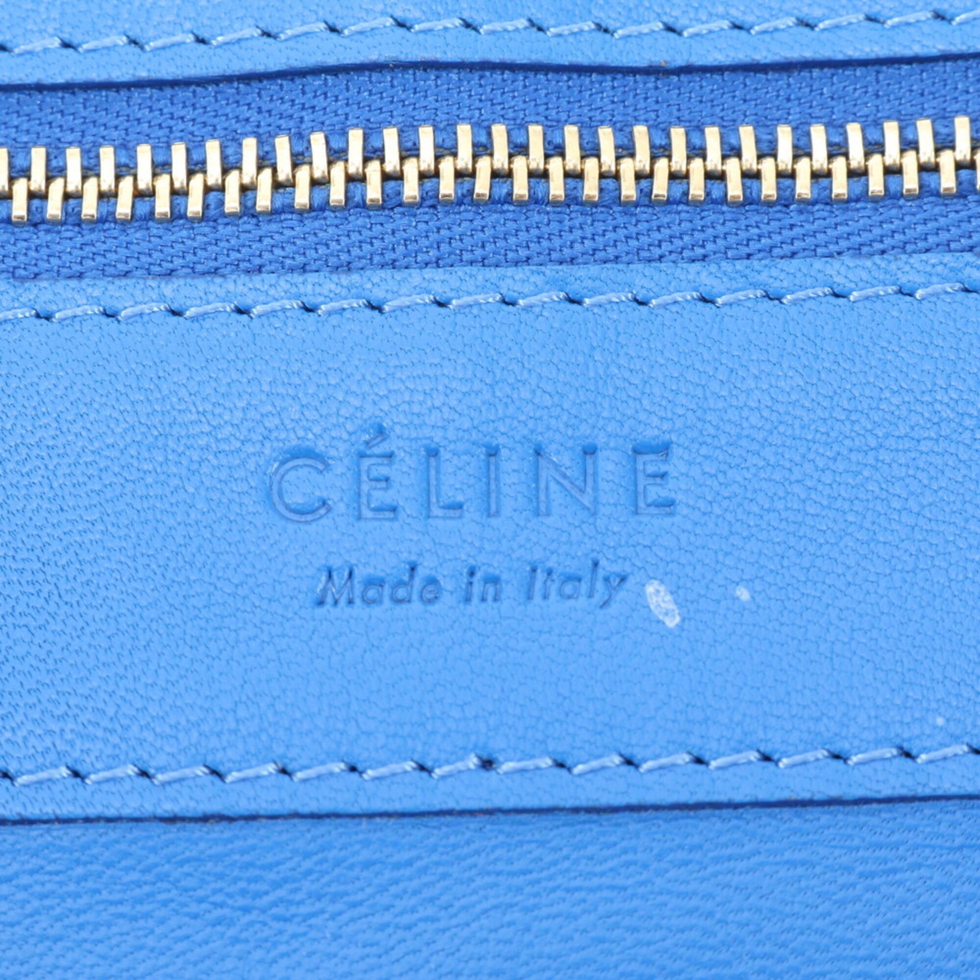 Celine Cabas Blue Brown Leather Handbag Tote Bag (Pre-Owned)