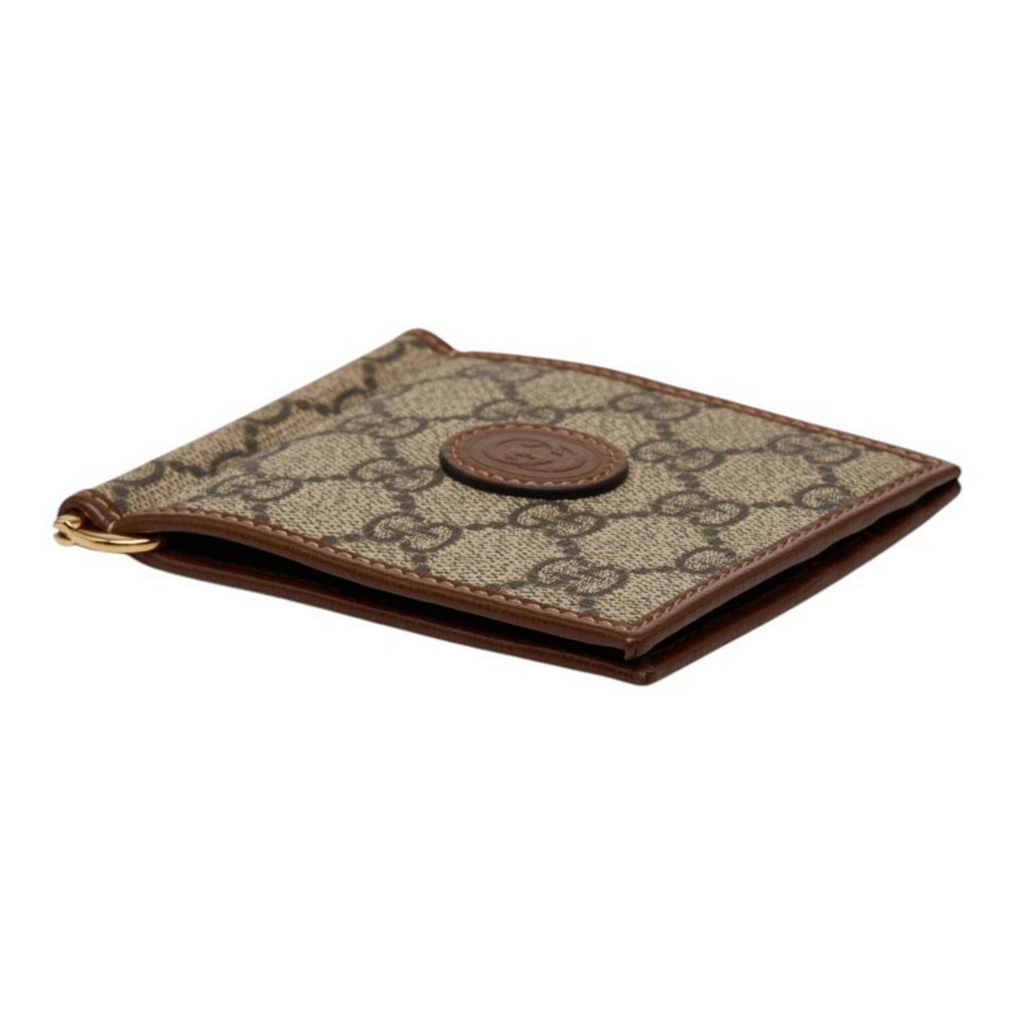 Gucci Gg Supreme Beige Brown Pvc Leather Money Clip (Pre-Owned)