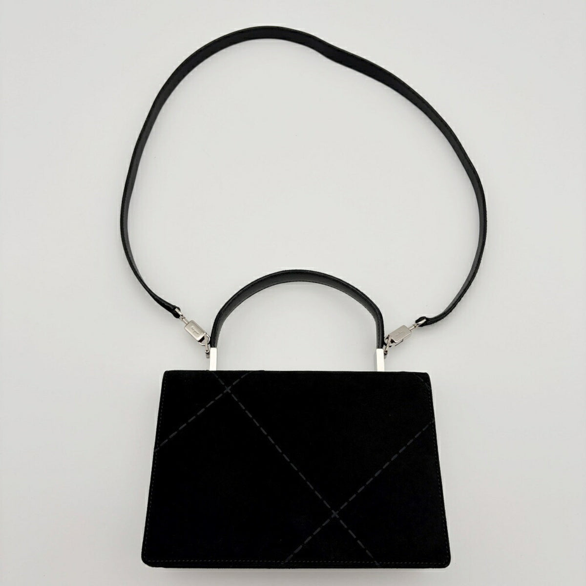 Salvatore Ferragamo Black Suede Handbag Shoulder Bag (Pre-Owned)