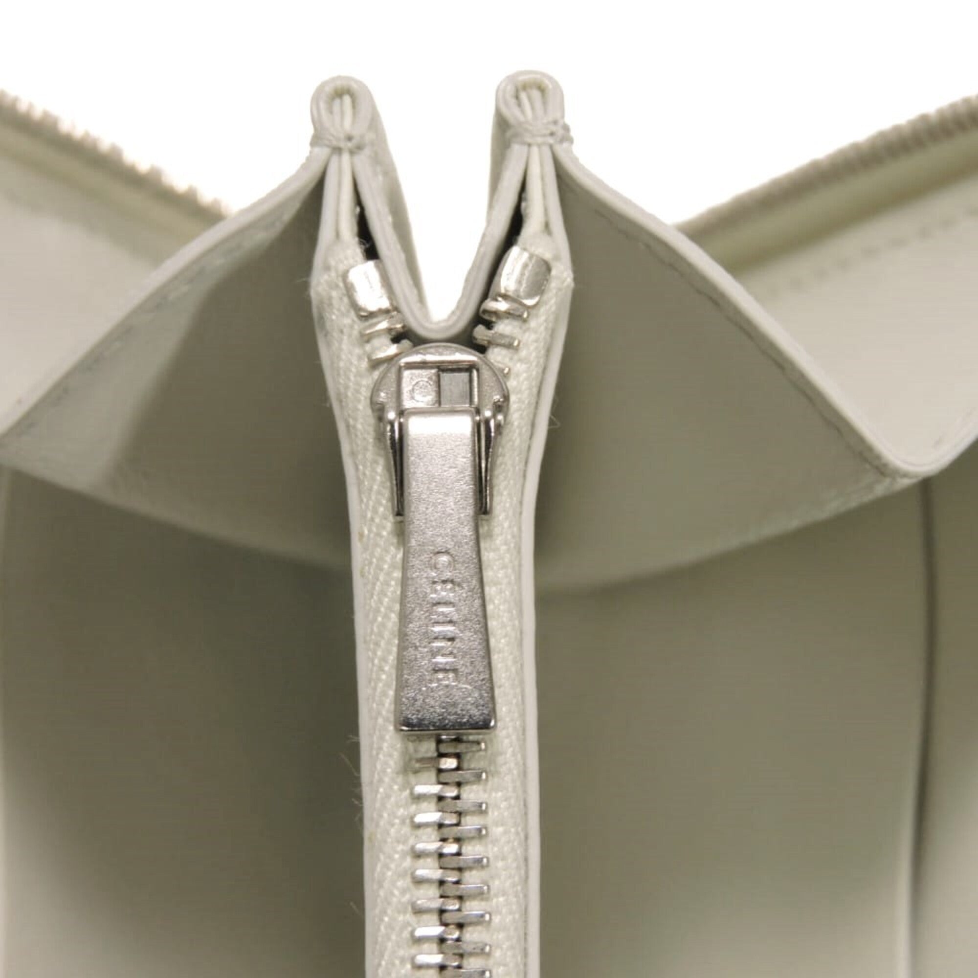 Celine Gray White Leather Long Wallet (Bi-Fold) (Pre-Owned)