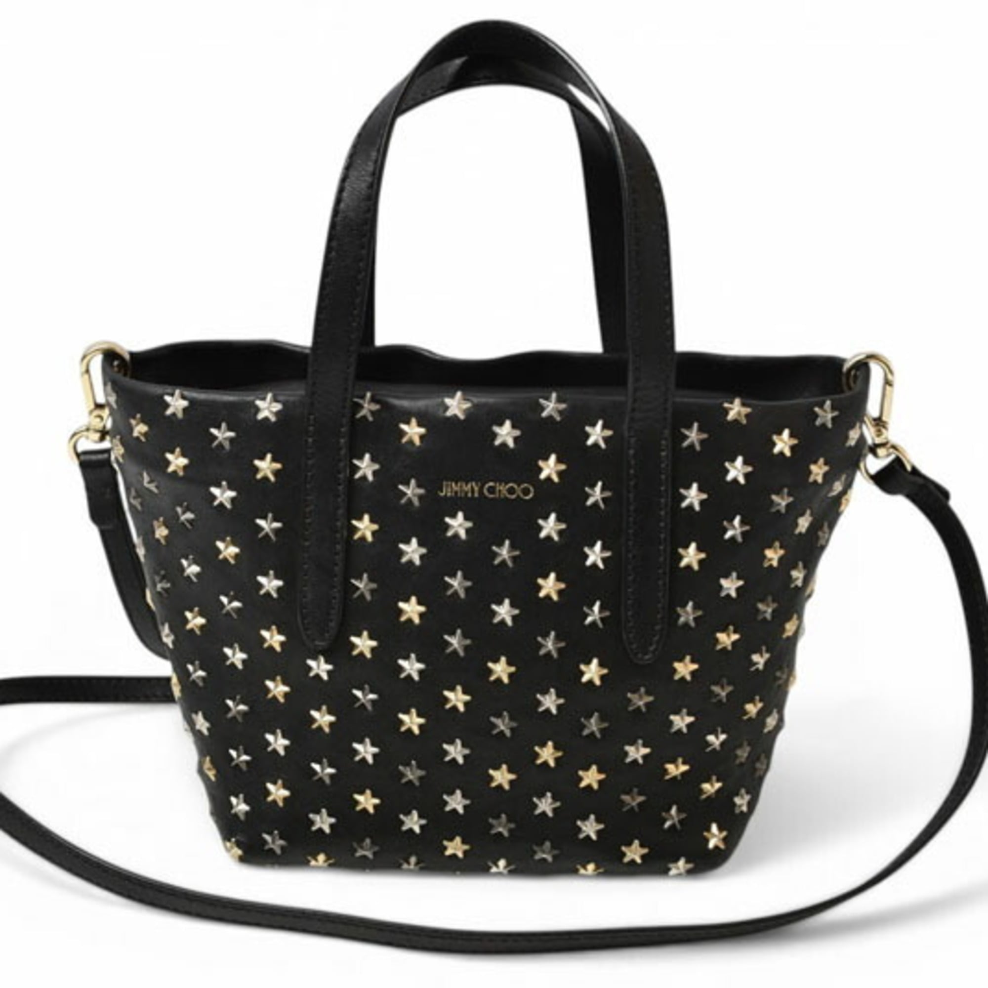 Jimmy Choo Black Leather Handbag Shoulder Bag (Pre-Owned)