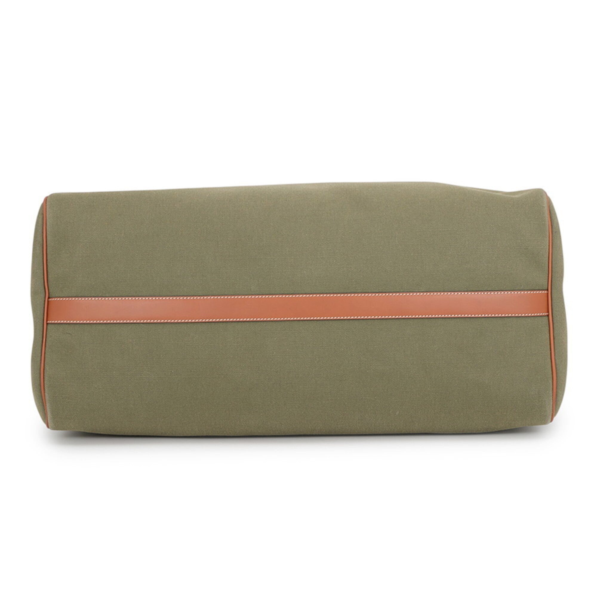 Celine Brown Khaki Canvas Leather Boston Bag (Pre-Owned)