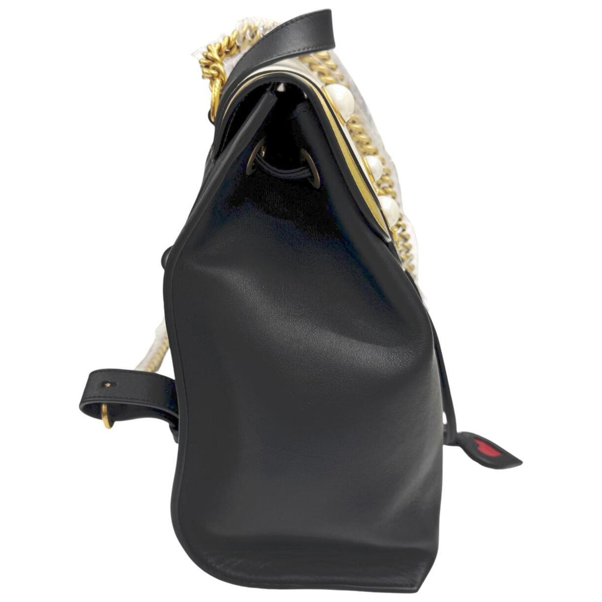 Gucci Black Gold White Leather Metal Backpack (Pre-Owned)