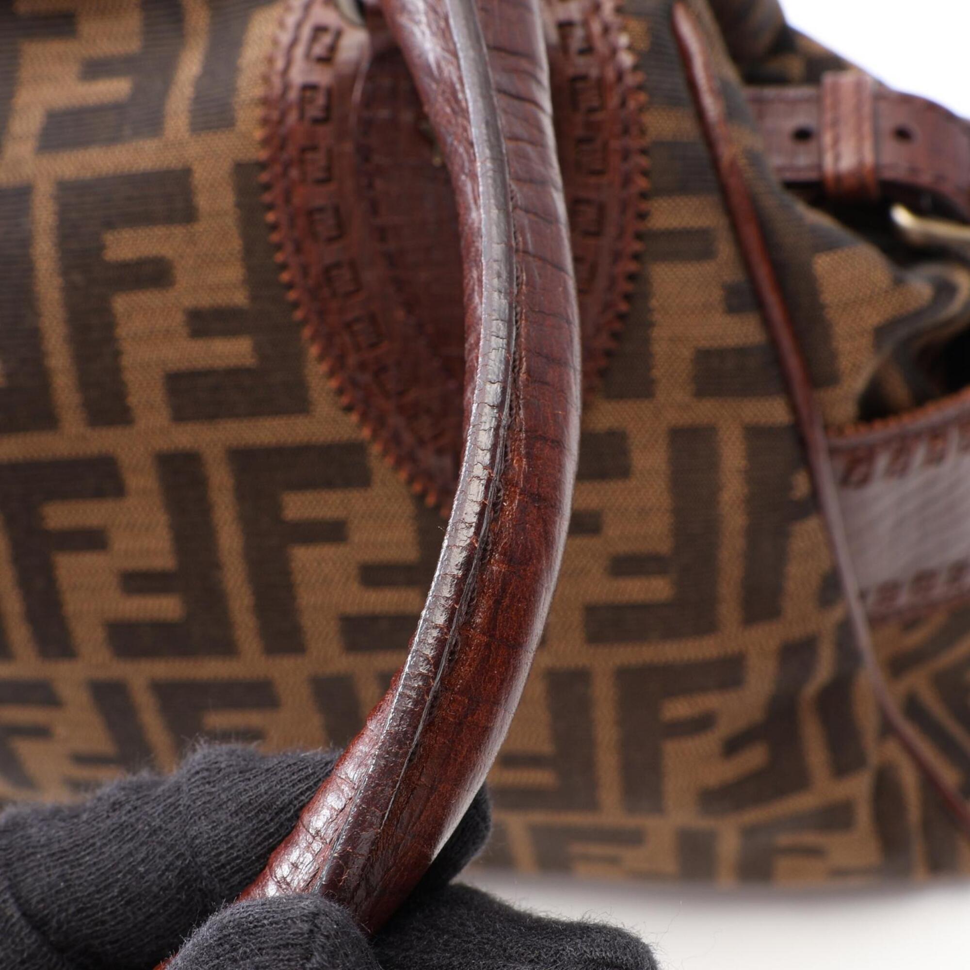 Fendi Brown Canvas Leather Handbag (Pre-Owned)