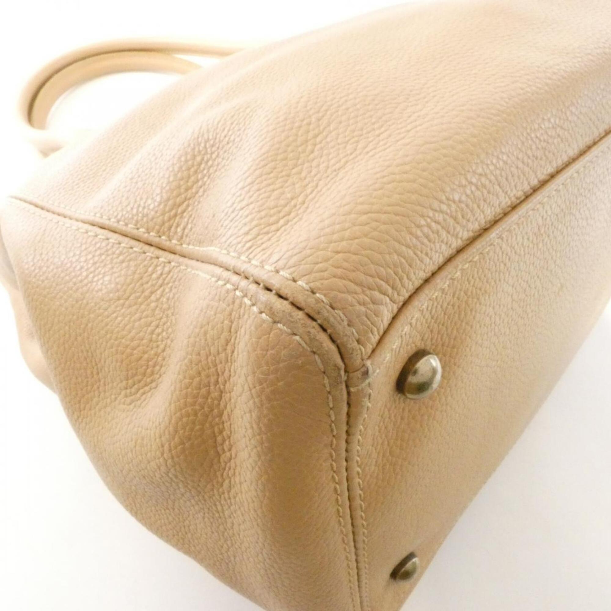 Chanel Beige Leather Shoulder Bag (Pre-Owned)