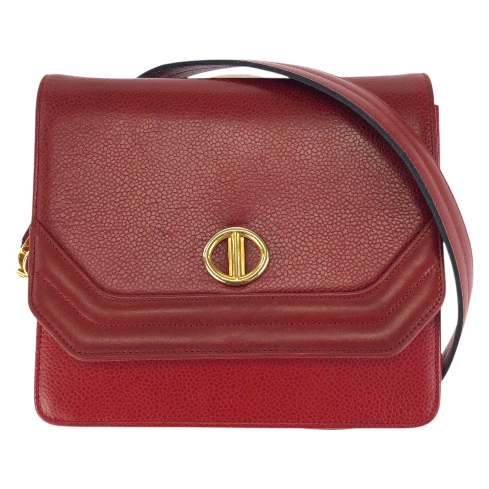 Christian Dior Red Color Leather Pochette Shoulder Bag (Pre-Owned)