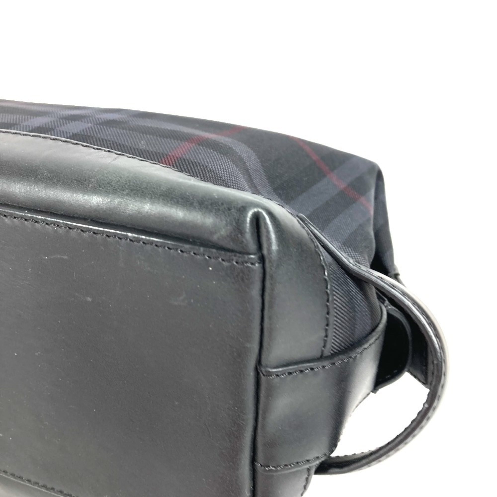 Burberry Black Nylon Canvas Leather Clutch Bag Handbag Pouch (Pre-Owned)