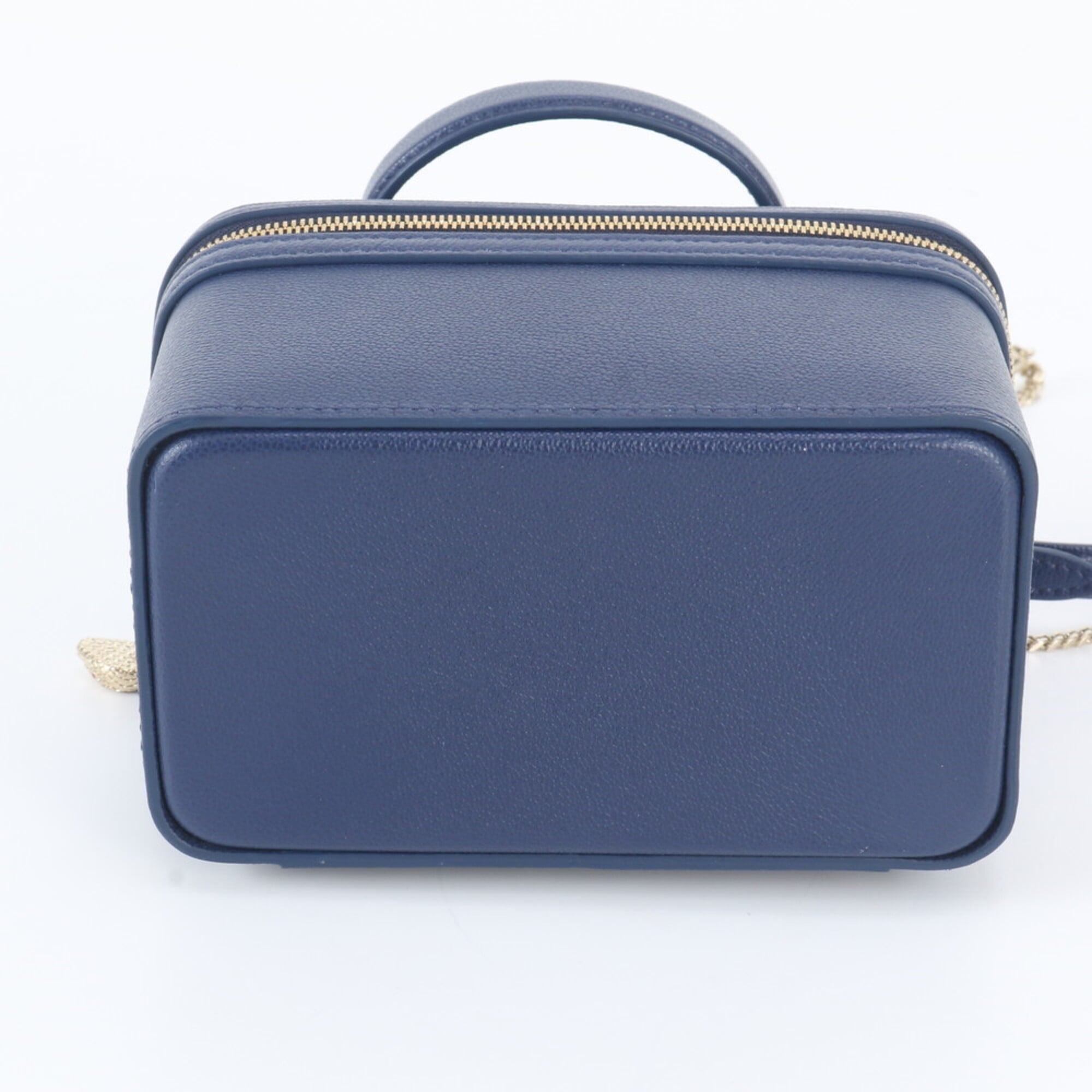 Bvlgari Navy Leather Handbag Shoulder Bag Vanity Bag (Pre-Owned)