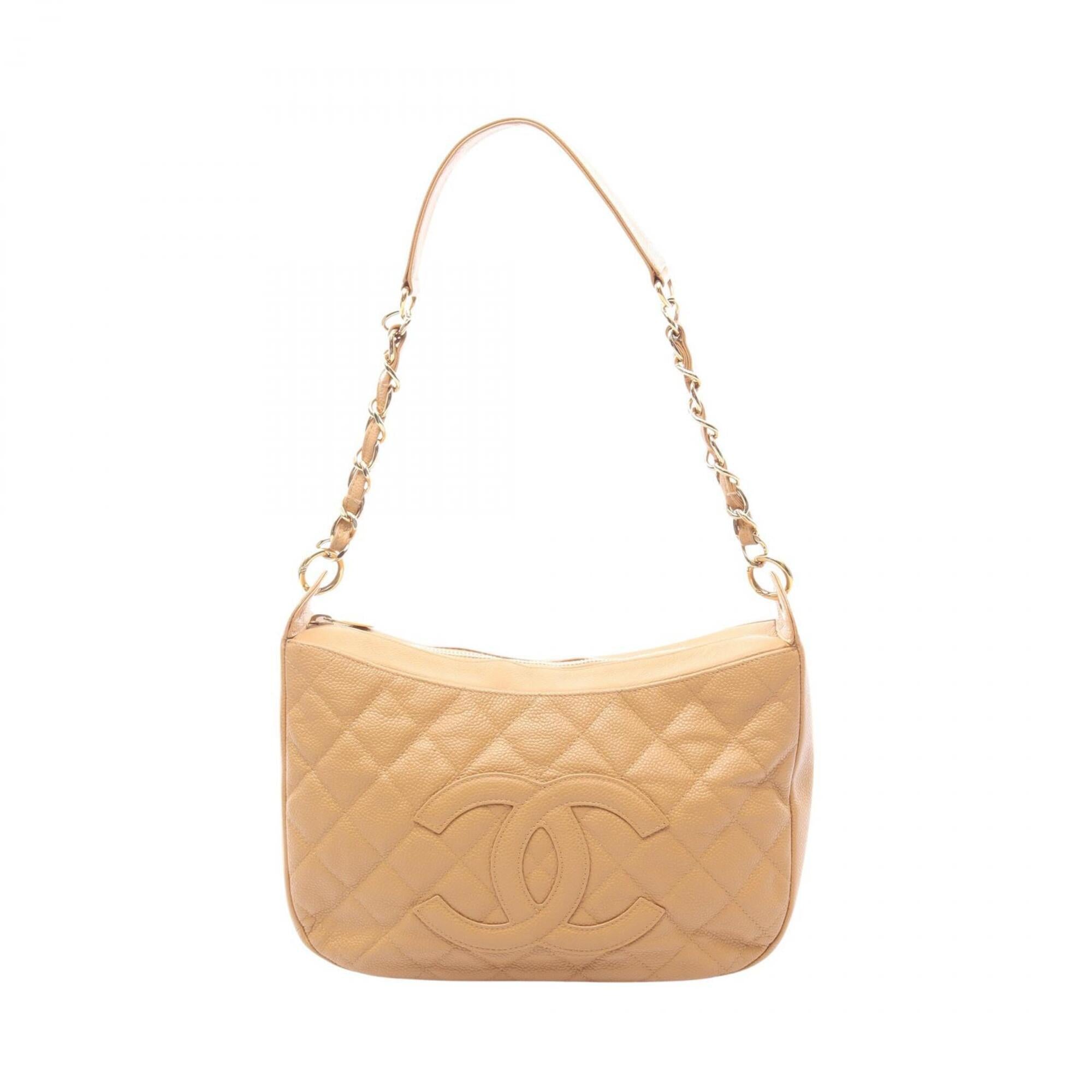 Chanel Beige Leather Handbag Shoulder Bag (Pre-Owned)