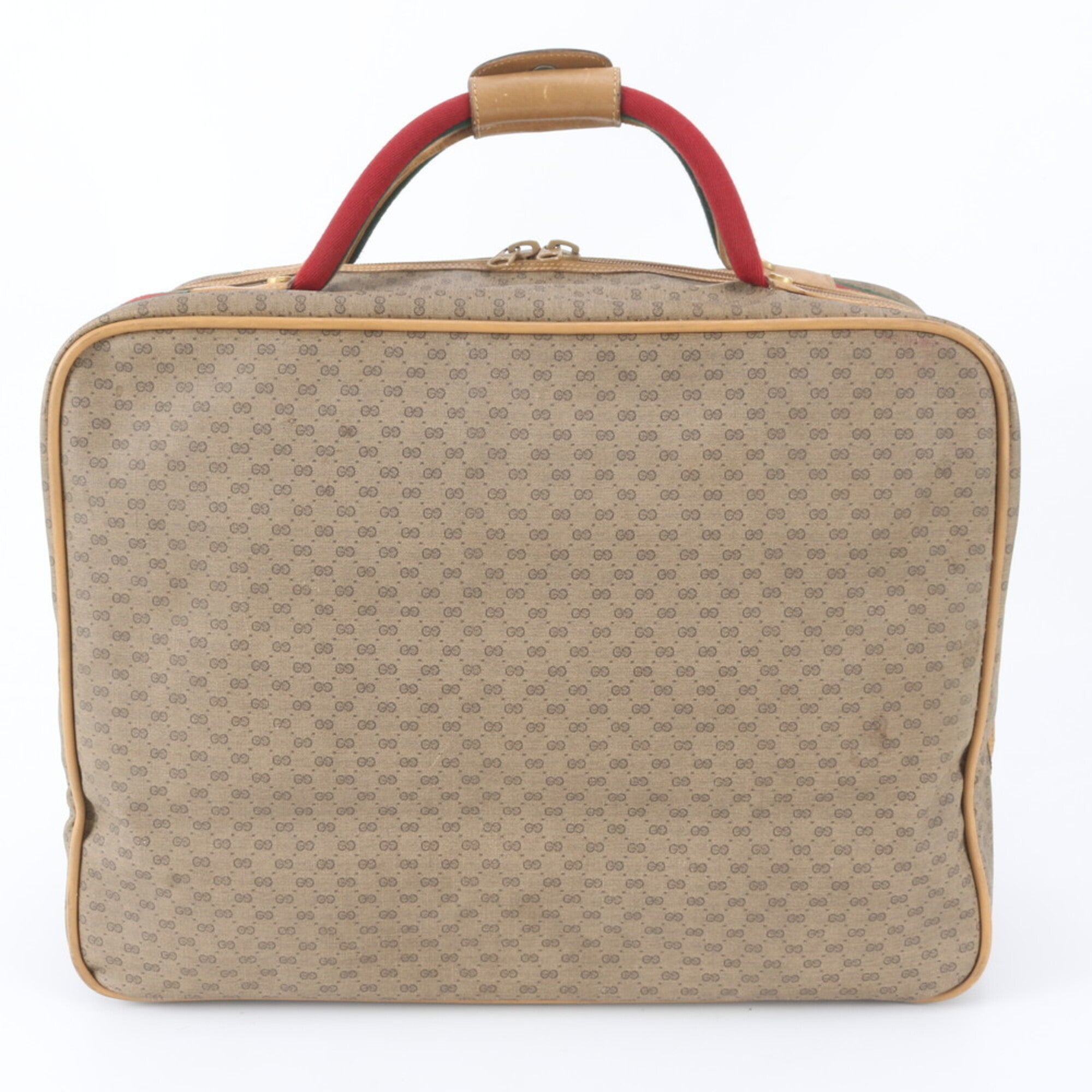 Gucci Beige Leather Coated Canvas Boston Bag Tote Bag (Pre-Owned)