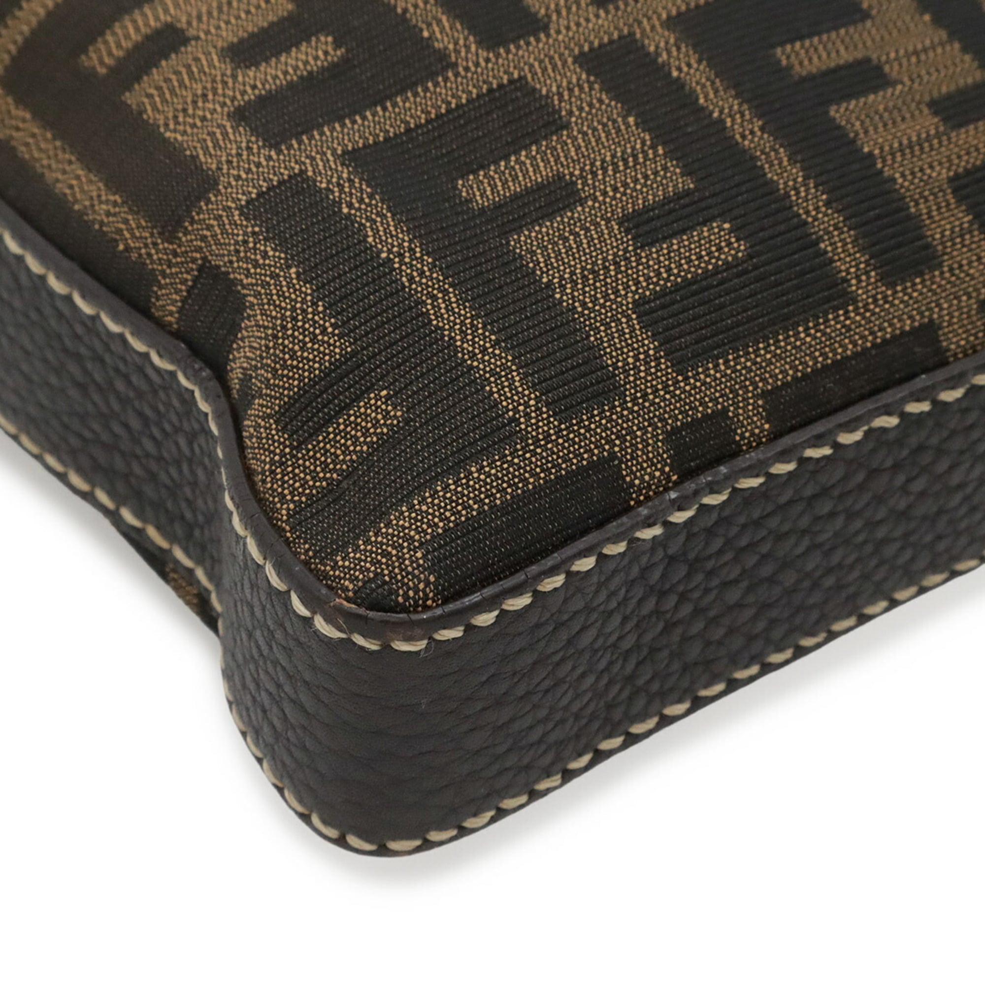 Fendi Selleria Brown Canvas Leather Shoulder Bag (Pre-Owned)