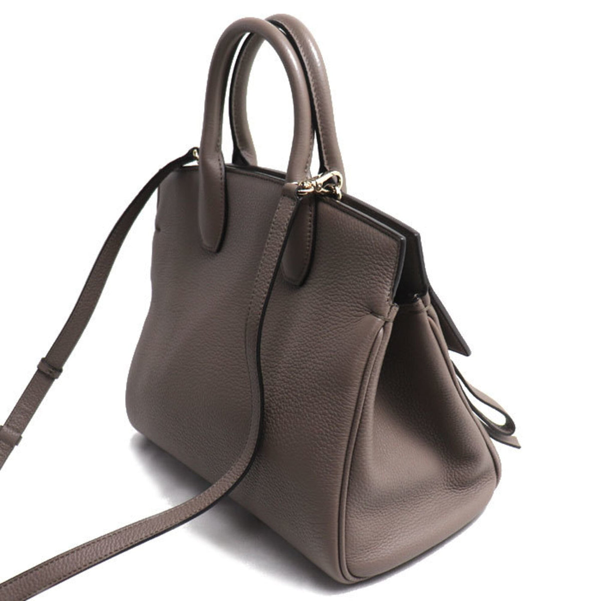 Salvatore Ferragamo Grayish Leather Pouch Shoulder Bag (Pre-Owned)