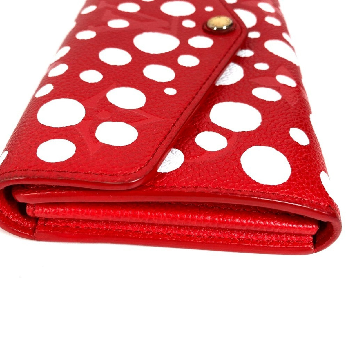 Louis Vuitton Red Color White Leather Long Wallet (Bi-Fold) (Pre-Owned)