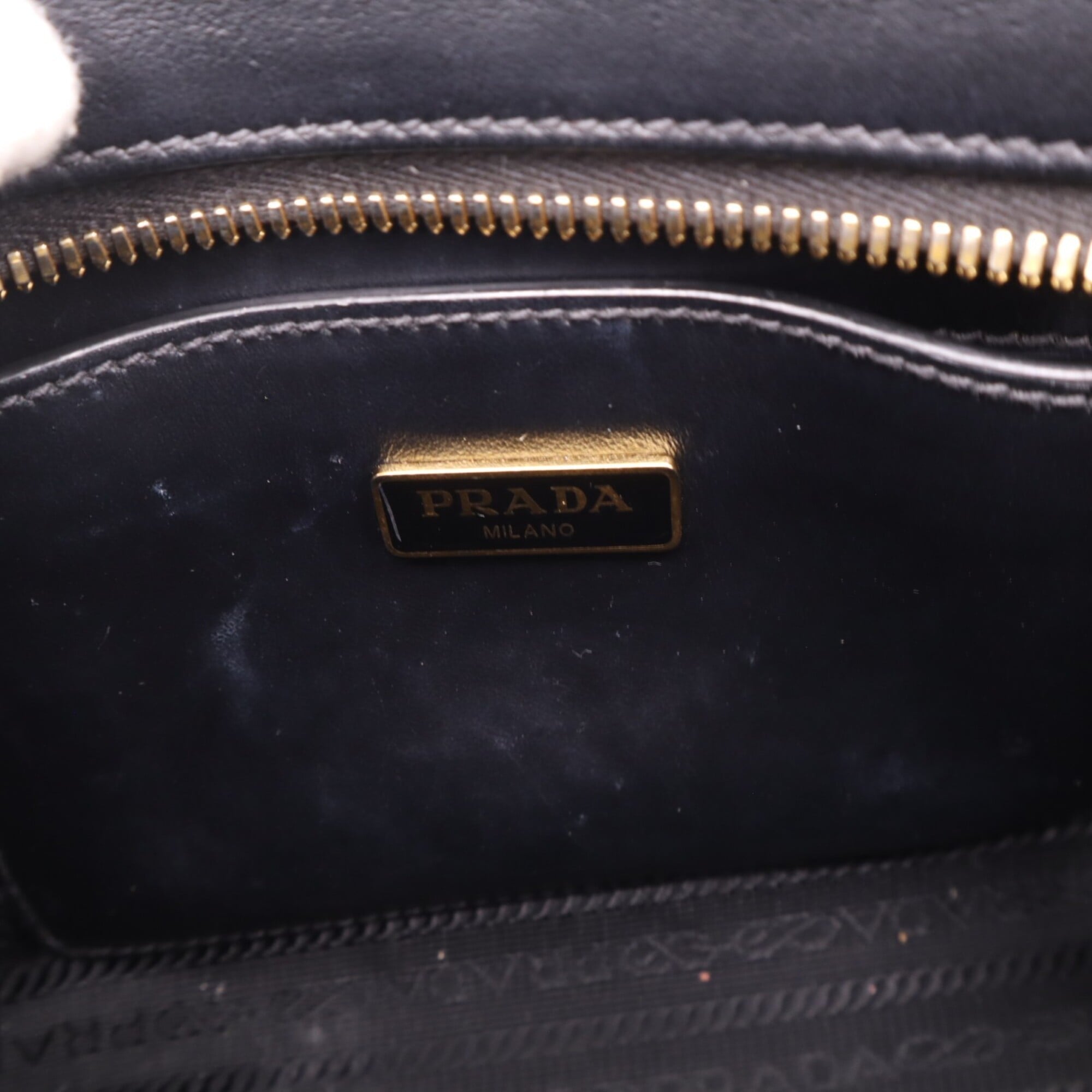 Prada Saffiano Black Coated Canvas Leather Handbag Shoulder Bag (Pre-Owned)