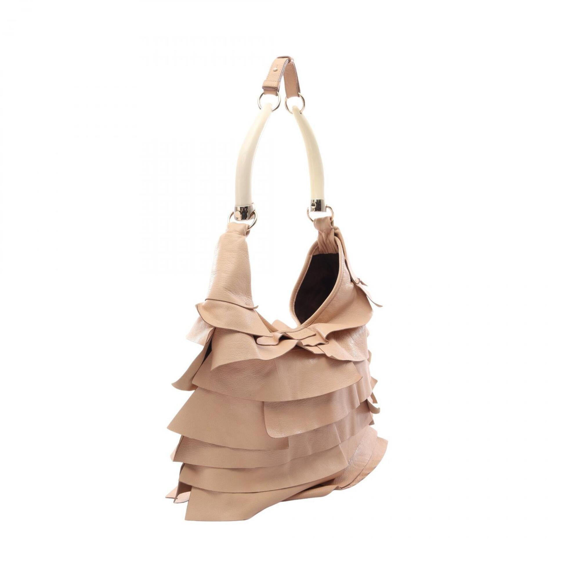 Yves Saint Laurent Beige Leather Handbag Shoulder Bag (Pre-Owned)