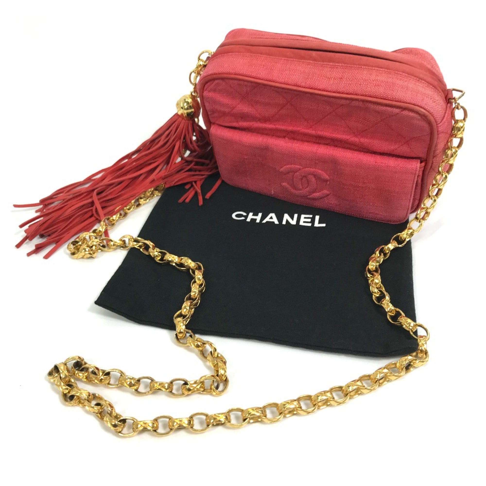 Chanel Red Cloth Shoulder Bag (Pre-Owned)
